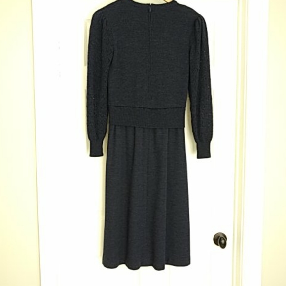 Vintage fully lined wool blue dress - Picture 4 of 7